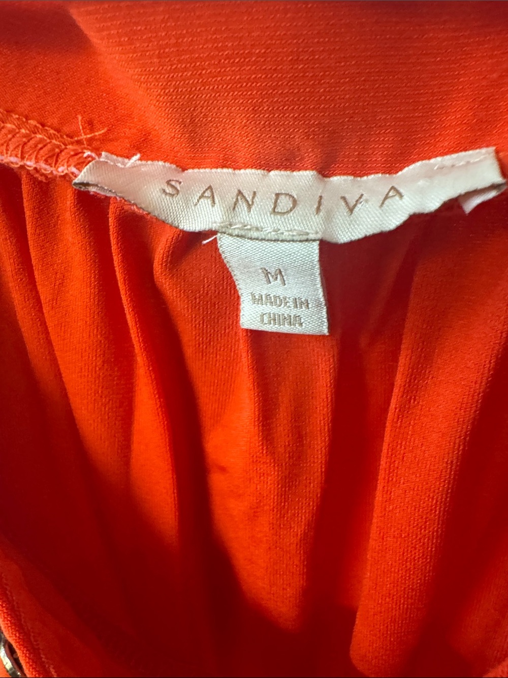 Sleeveless Orange Maxi Dress with Embellished Neckline - Picture 2 of 5